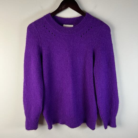 Maison Anje Sweater S Purple Wool Mohair Crew Neck - Picture 1 of 7